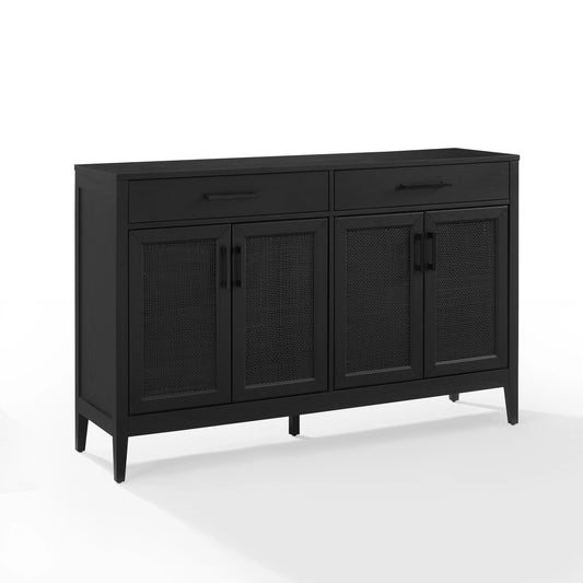 Crosley Furniture Milo Modern MDF Wood and Rattan Sideboard in Black